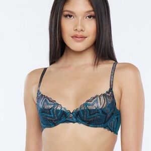 Savage X Fenty Shinning Star Half Cup Plunge Bra Blue Starstruck 34B NWT